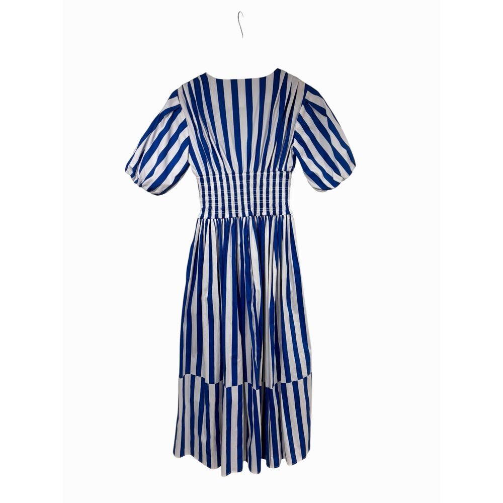 AYR The Extra Extra Puff Sleeve Midi Dress in Blue Stripe Women's XS - Picture 3 of 9